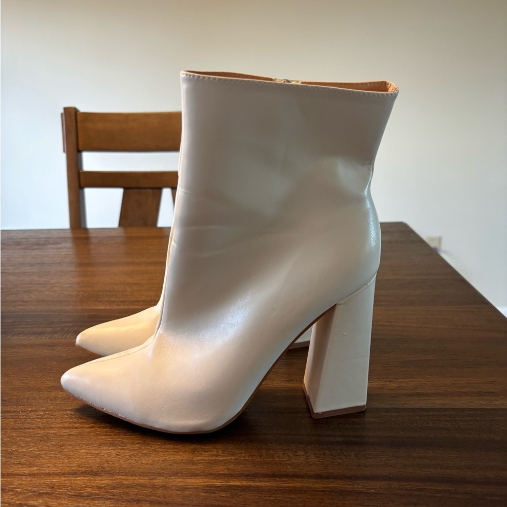 Elegant Cream Ankle Boots